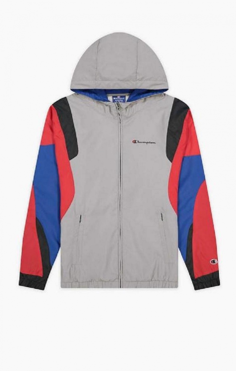 Champion Colour Block Script Logo Hoodie Hoodie Herr Mörkgrå | 2938-MZJLH