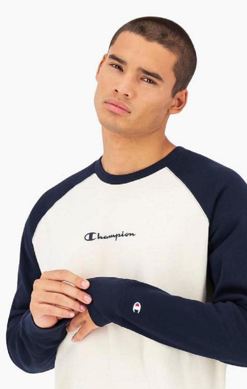 Champion Colour Block Script Logo Sweatshirt Tröjor Herr Mörkblå | 3590-ODTAL