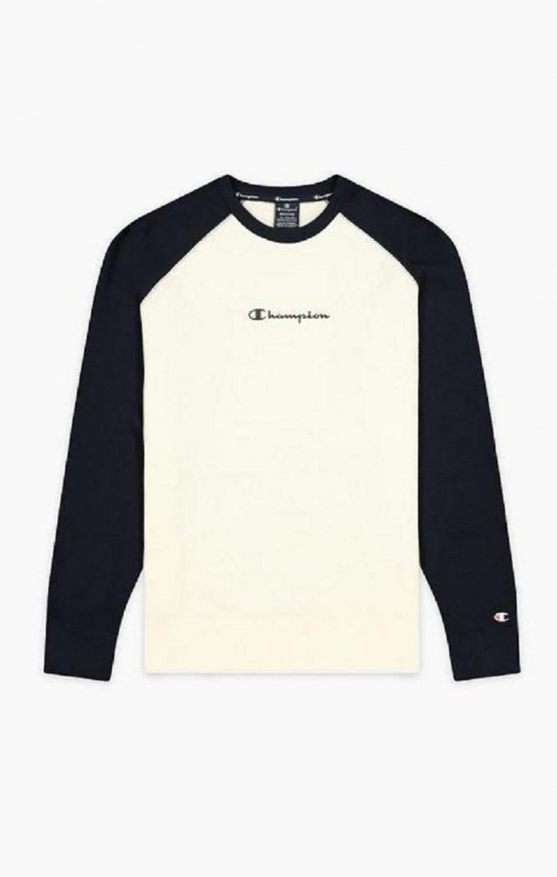 Champion Colour Block Script Logo Sweatshirt Tröjor Herr Mörkblå | 3590-ODTAL