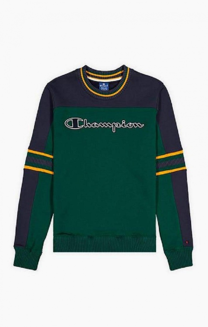 Champion Colour Block Script Logo Sweatshirt Tröjor Herr Gröna | 5490-MSIBV