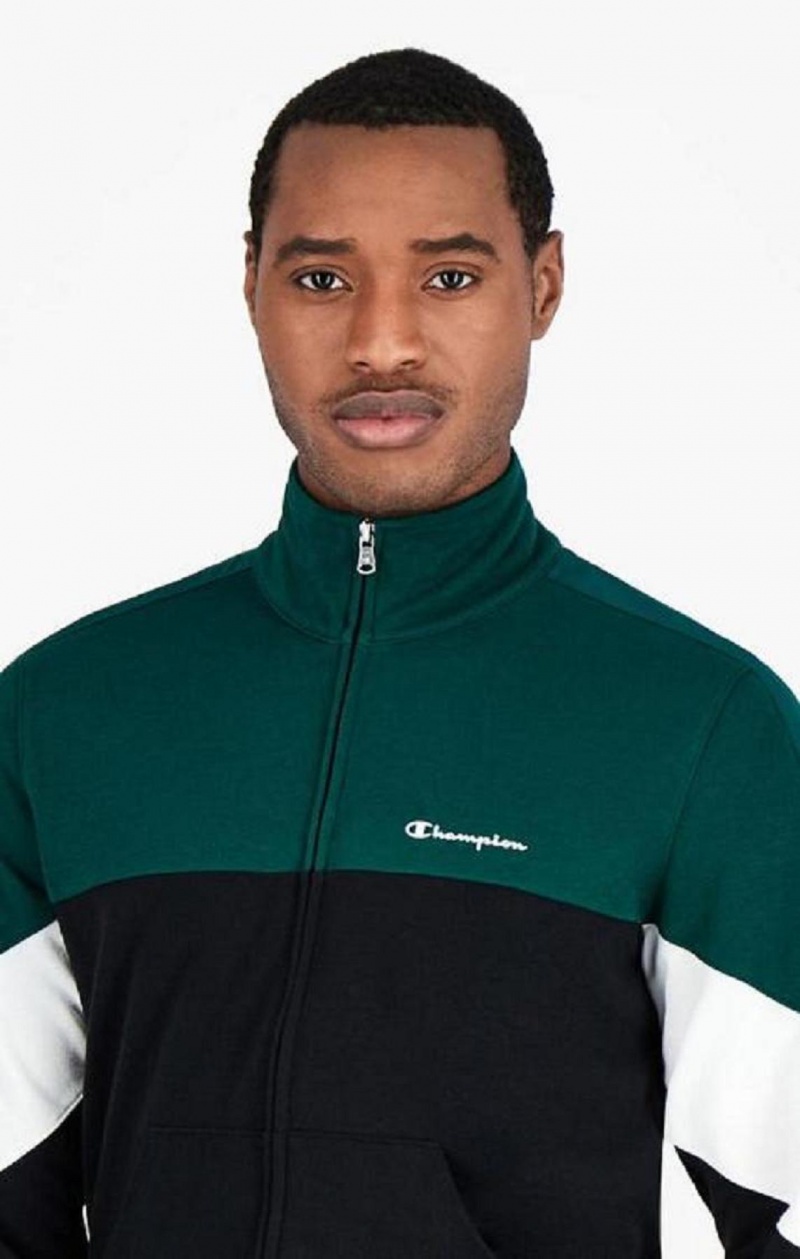 Champion Colour Block Script Logo Zip-Up Sweatsuit Träningsoverall Herr Svarta | 6357-DWKIJ