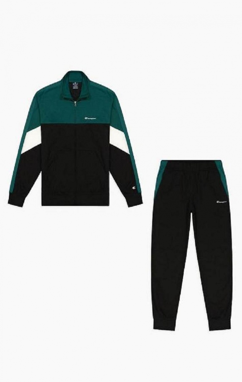 Champion Colour Block Script Logo Zip-Up Sweatsuit Träningsoverall Herr Svarta | 6357-DWKIJ