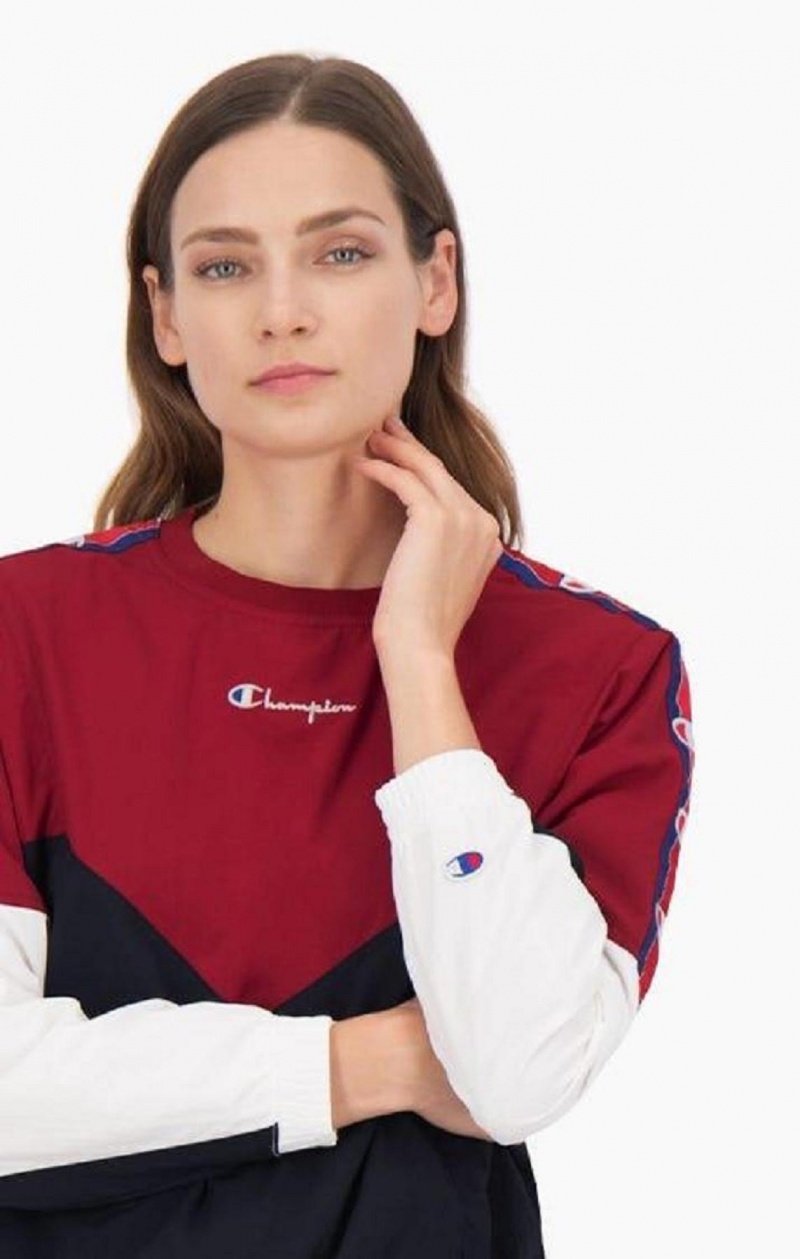 Champion Colour Block Track Sweatshirt Tröjor Dam Vinröda | 7548-OXKED