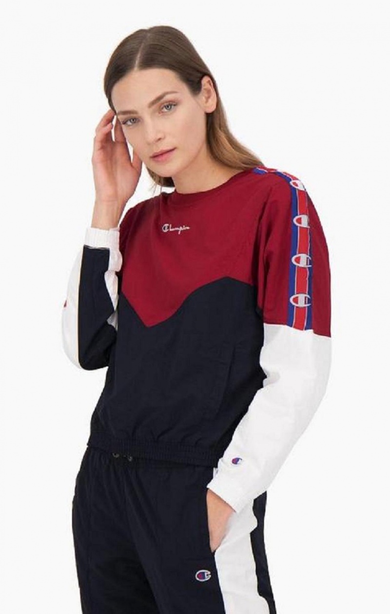 Champion Colour Block Track Sweatshirt Tröjor Dam Vinröda | 7548-OXKED