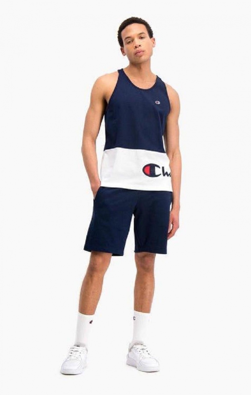 Champion Colour Block Wraparound Logo Tank Top T-shirt Herr Mörkblå | 2831-FBGMZ