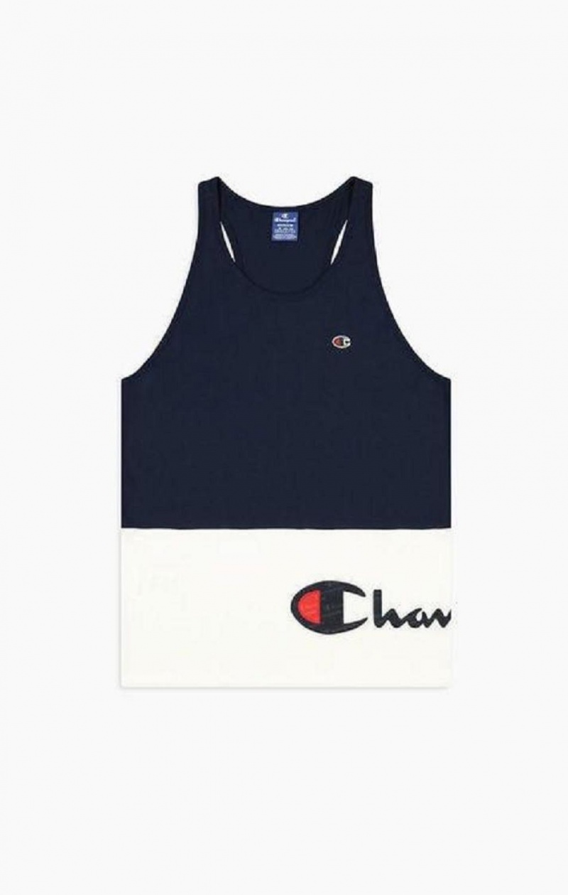 Champion Colour Block Wraparound Logo Tank Top T-shirt Herr Mörkblå | 2831-FBGMZ