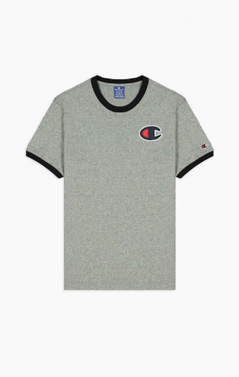 Champion Contrast C Logo Ringer T-Shirt T-shirt Herr Mörkgrå | 1839-LIVXR