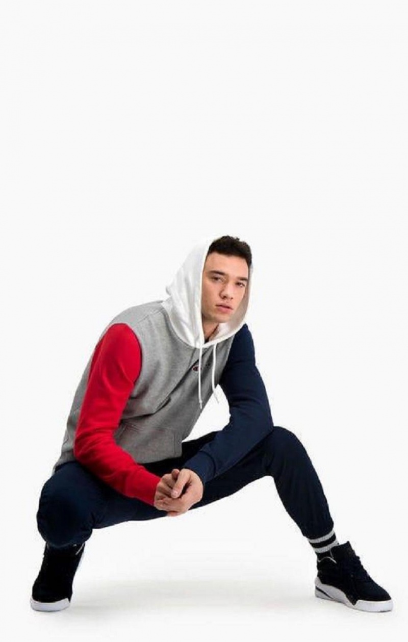 Champion Contrast Colour Block Sleeve Hoodie Hoodie Herr Mörkgrå | 4297-XYRNW