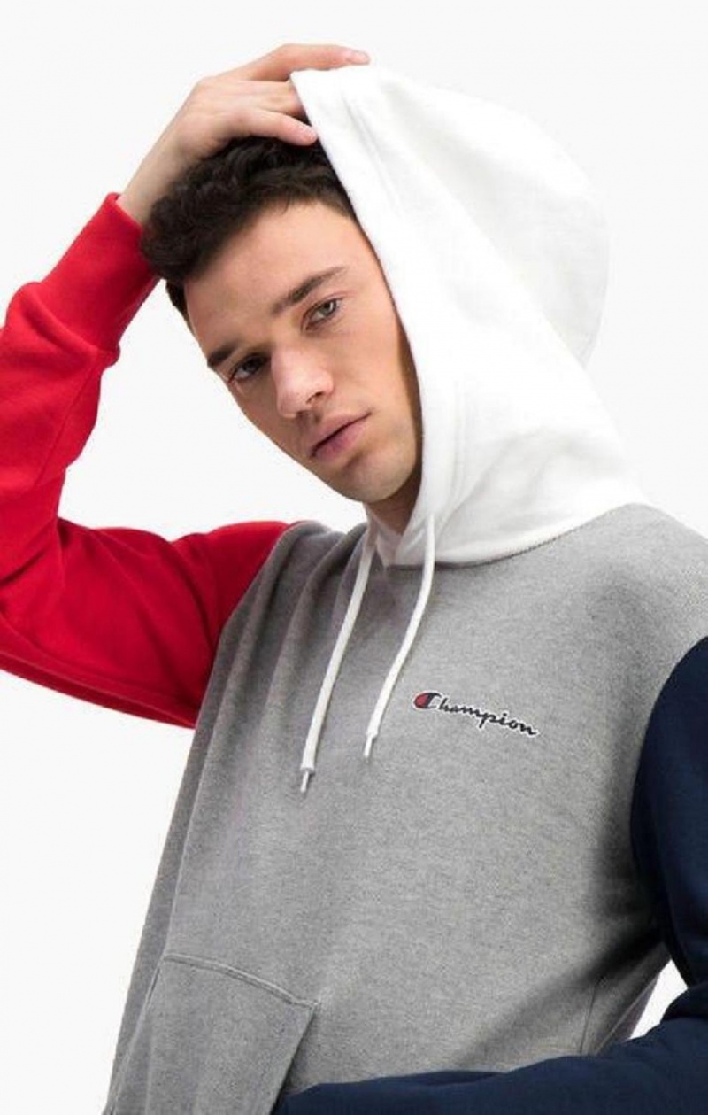 Champion Contrast Colour Block Sleeve Hoodie Hoodie Herr Mörkgrå | 4297-XYRNW