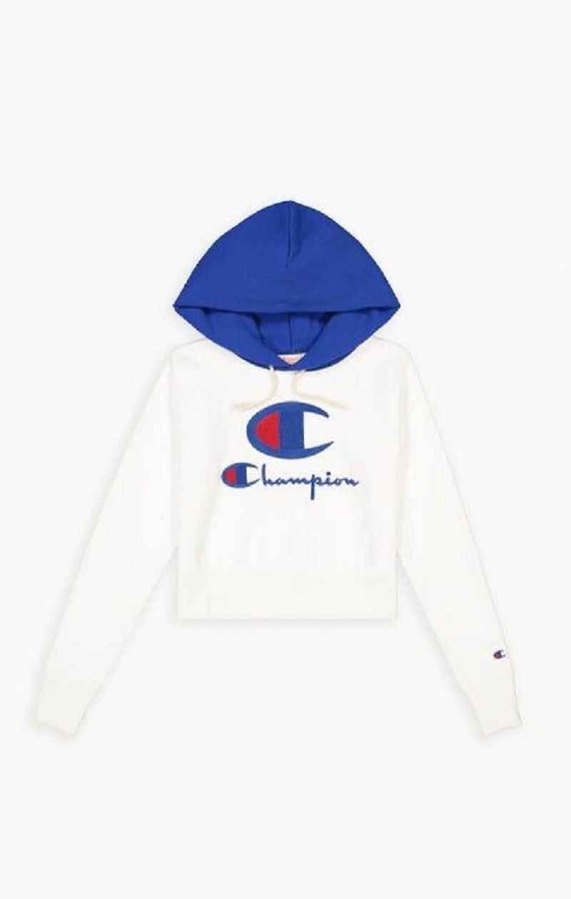 Champion Contrast Hood Logo Detail Jersey Hoodie Hoodie Dam Vita | 2580-BRKSG