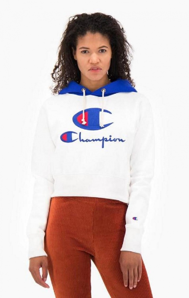 Champion Contrast Hood Logo Detail Jersey Hoodie Hoodie Dam Vita | 2580-BRKSG