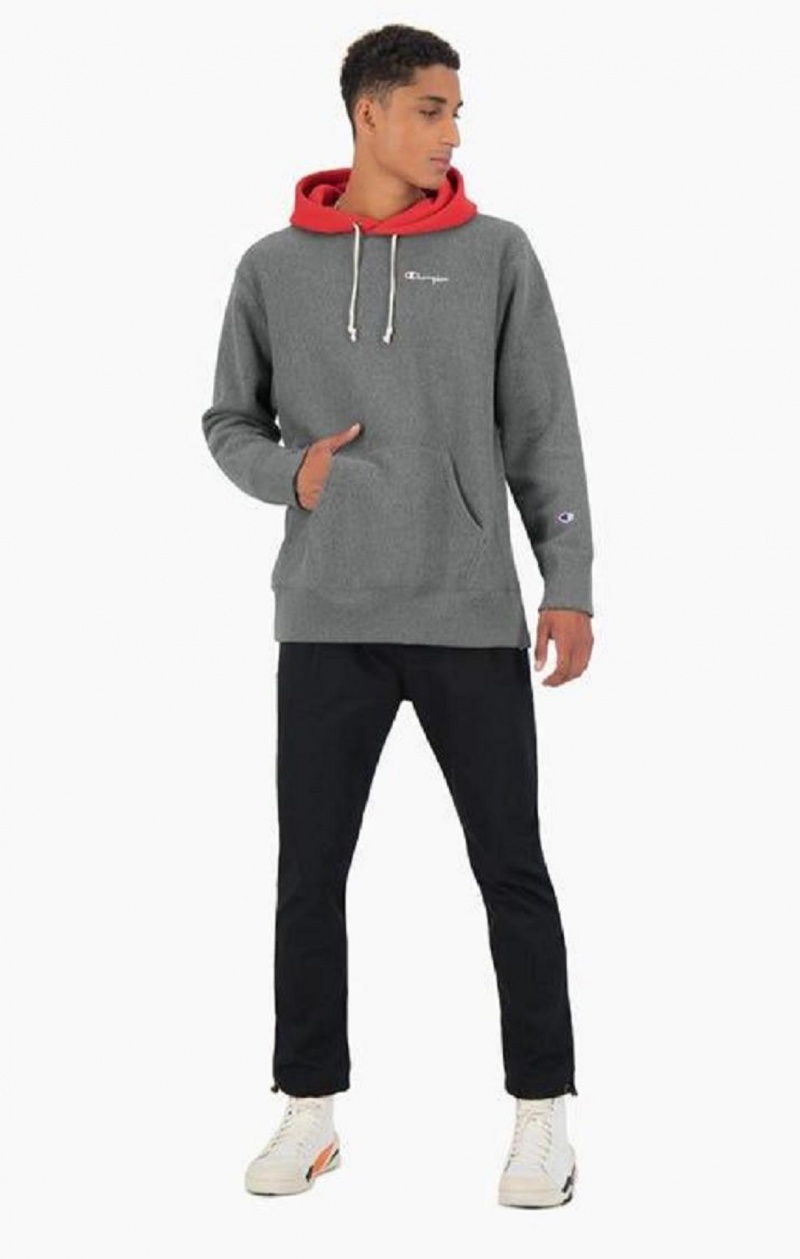 Champion Contrast Hood Reverse Weave Hoodie Hoodie Herr Mörkgrå | 2096-MEYQP