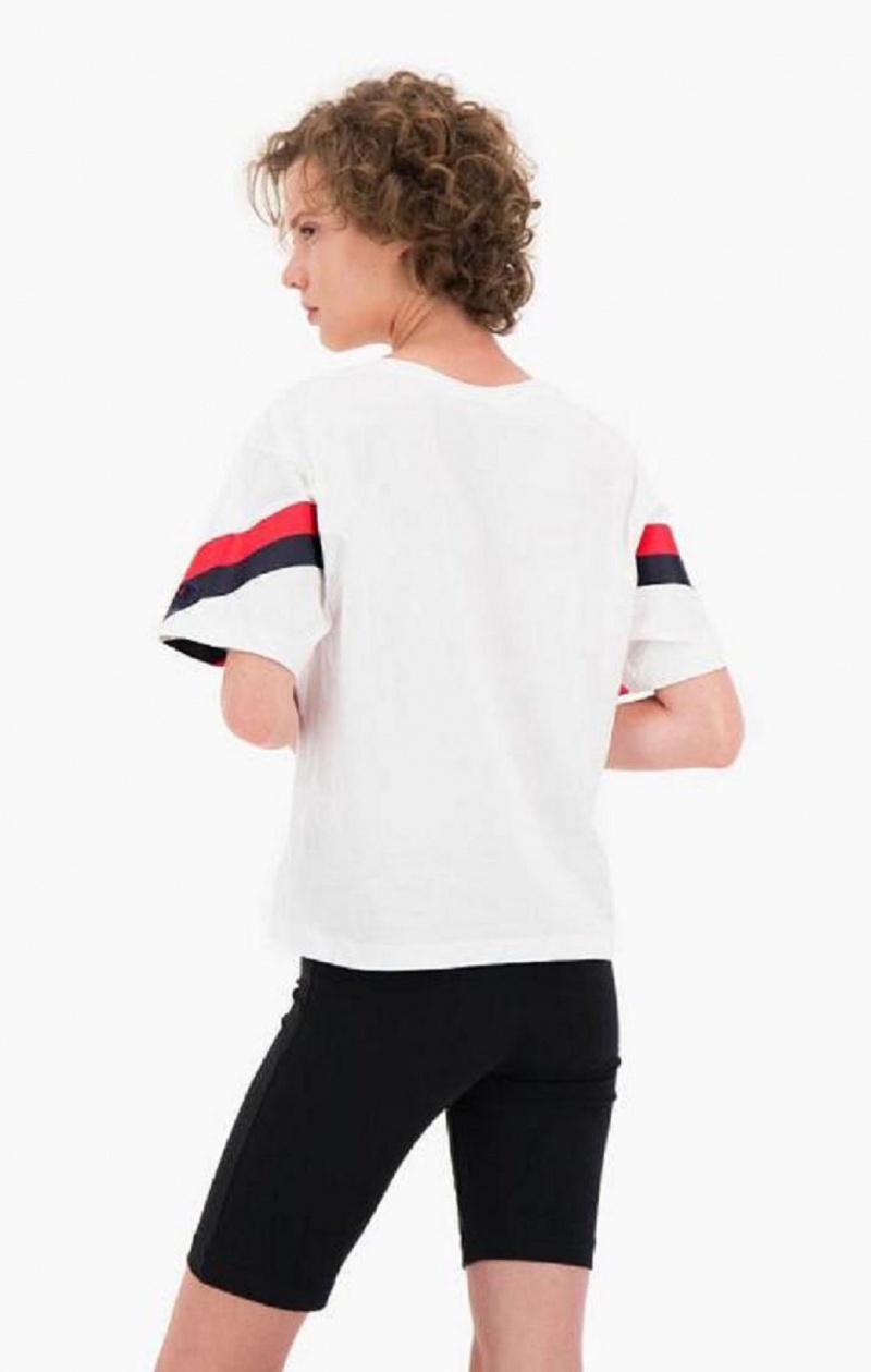 Champion Contrast Logo Stripe Jersey Top T-shirt Dam Vita | 6271-MYKXL