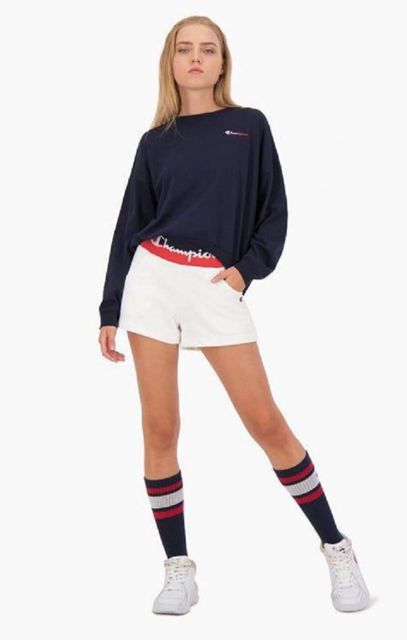 Champion Contrast Midja Script Logo Shorts Shorts Dam Vita | 0923-KTDYG