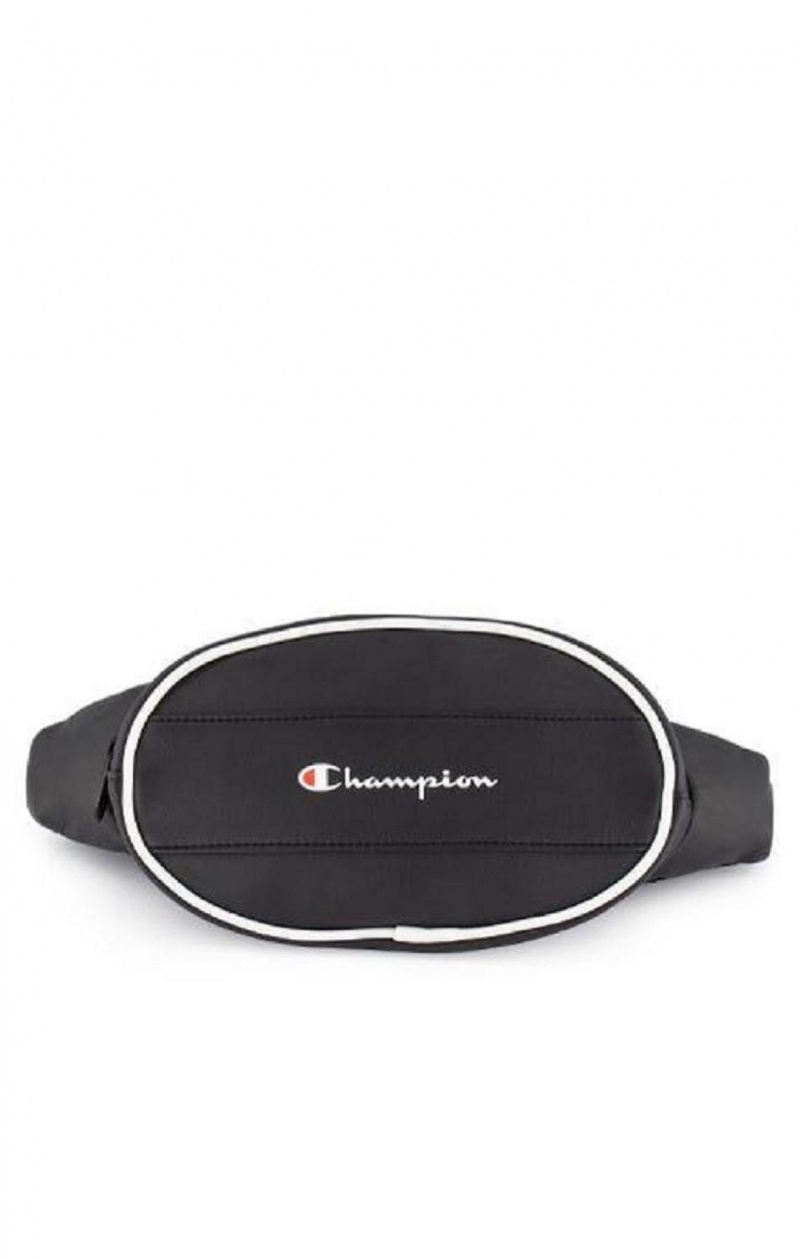 Champion Contrast Piping Faux Läder Belt Bag Väskor Dam Svarta | 9352-DXZFR