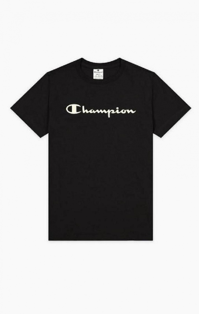 Champion Contrast Script Logo T-Shirt T-shirt Dam Svarta | 4501-BKGUX