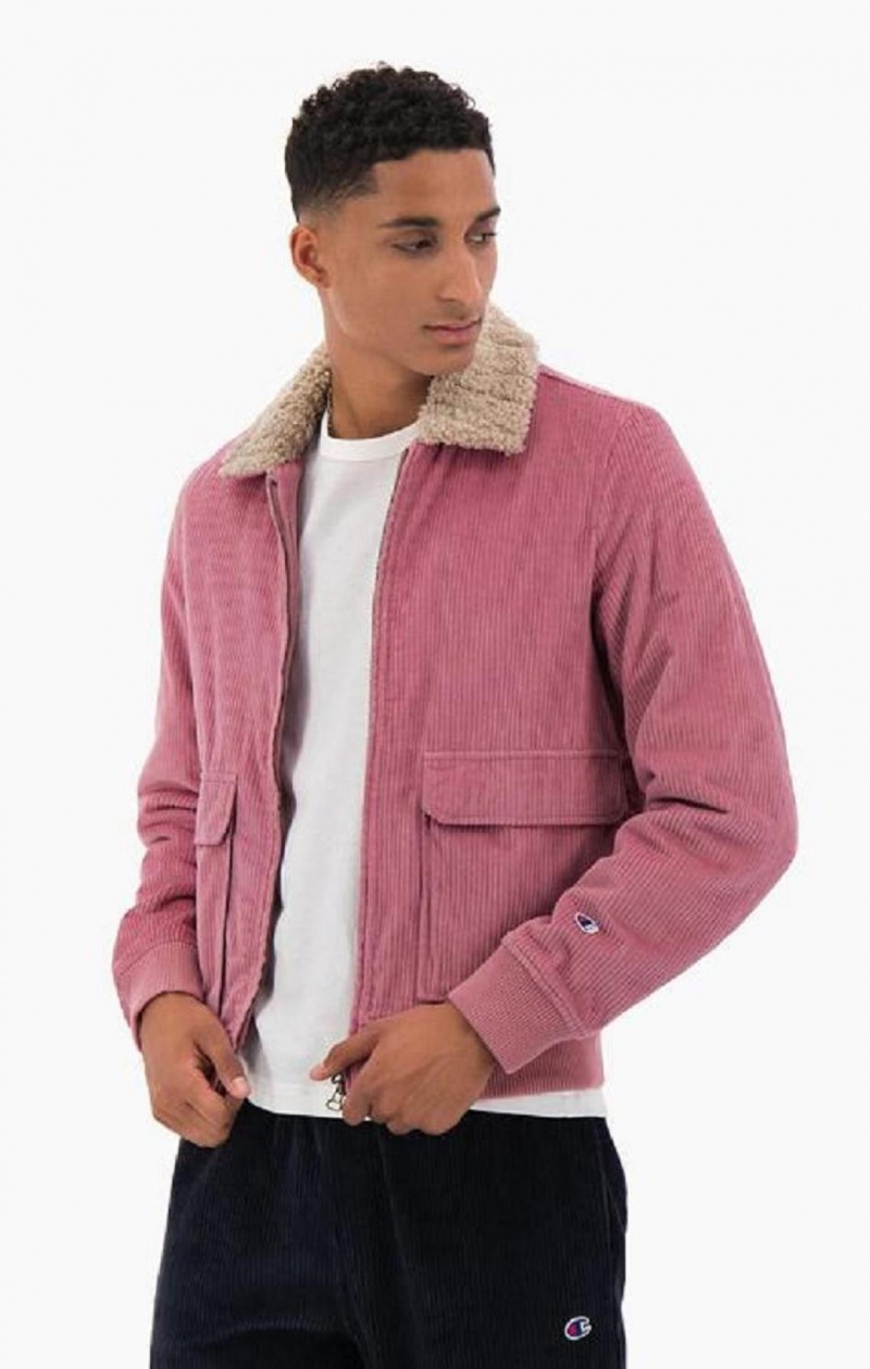 Champion Corduroy Teddy Collar Bomber Jacket Jackor Herr Fuchsia | 8103-KVSWY