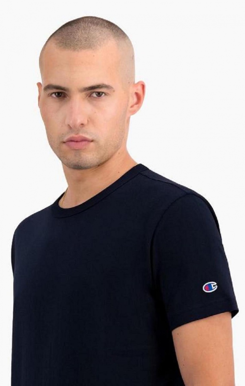 Champion Crew Neck T-Shirt T-shirt Herr Mörkblå | 5197-LYUSE