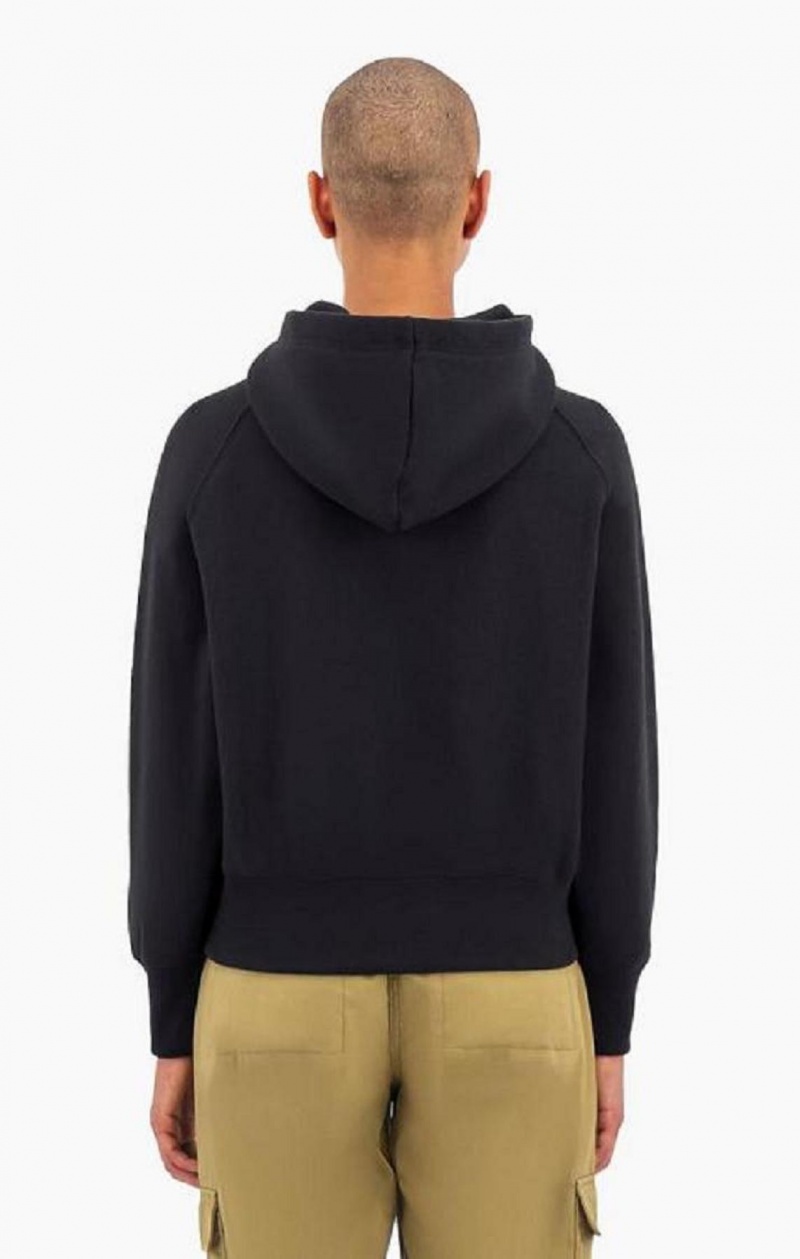 Champion Cropped C Logo Reverse Weave Hoodie Hoodie Dam Svarta | 2741-GEDBH