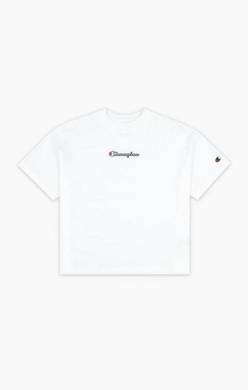 Champion Cropped Script Logo T-Shirt T-shirt Dam Vita | 9152-PVTDL