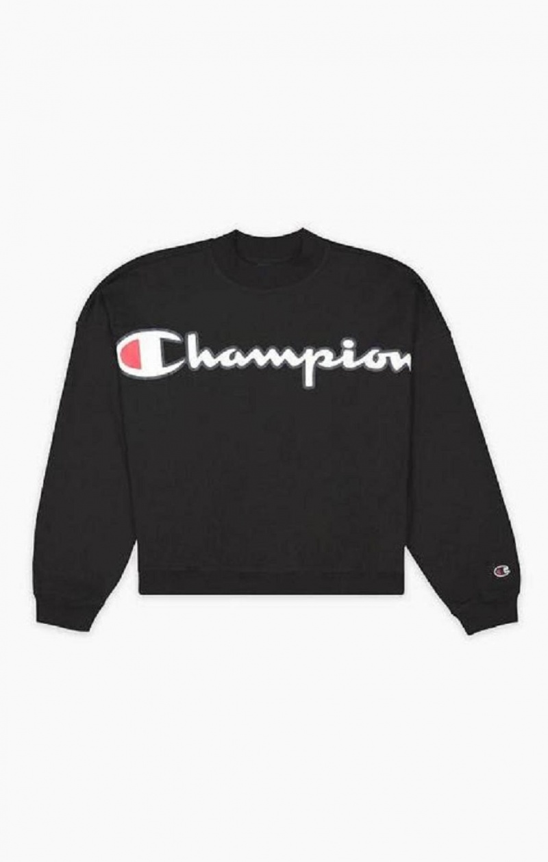 Champion Cropped Script Logo T-Shirt T-shirt Dam Svarta | 1837-WNYJR