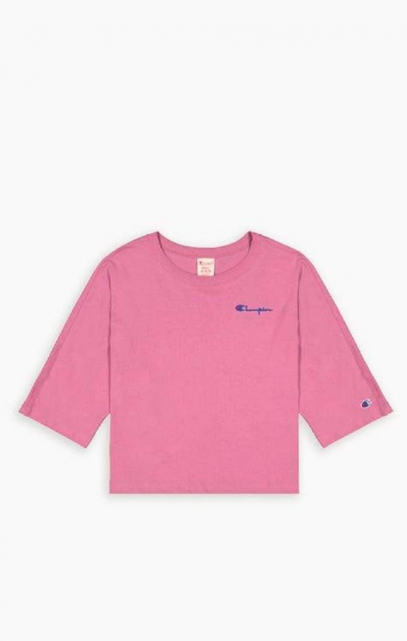 Champion Cropped Script Logo T-Shirt T-shirt Dam Röda | 4172-KICER