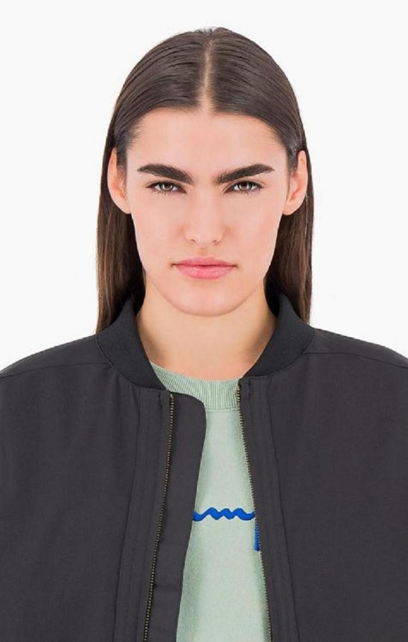 Champion Cropped Stretch Bomber Jacket Jackor Dam Svarta | 4219-DILMW