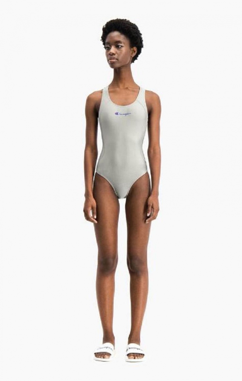 Champion Cross Back Scoop Neck Swimsuit Badkläder Dam Ljusgrå | 0761-ZVOXP