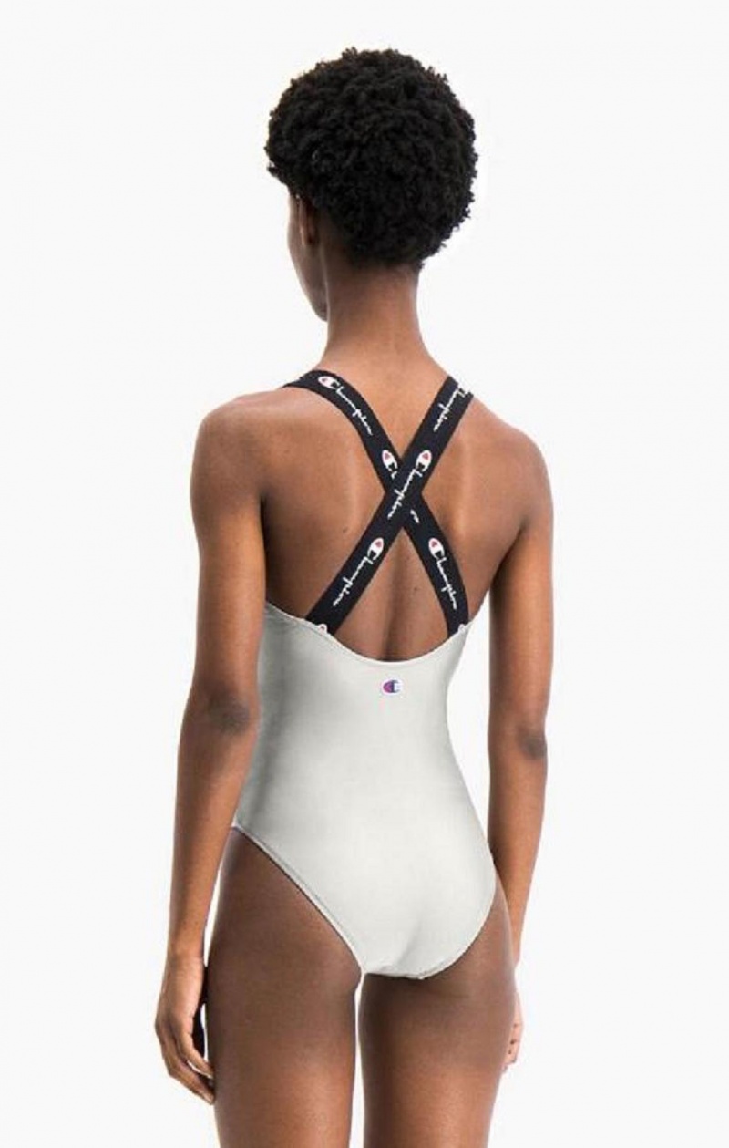 Champion Cross Back Scoop Neck Swimsuit Badkläder Dam Ljusgrå | 0761-ZVOXP