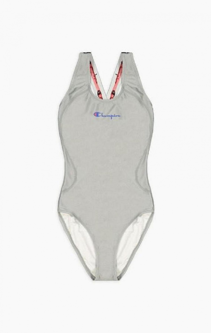 Champion Cross Back Scoop Neck Swimsuit Badkläder Dam Ljusgrå | 0761-ZVOXP