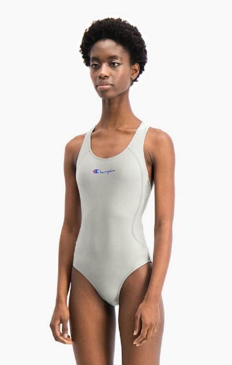 Champion Cross Back Scoop Neck Swimsuit Badkläder Dam Ljusgrå | 0761-ZVOXP