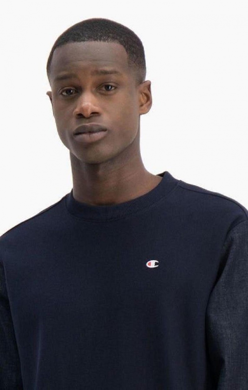 Champion Denim Reverse Weave Sweatshirt Tröjor Herr Mörkblå | 8427-HOLDP