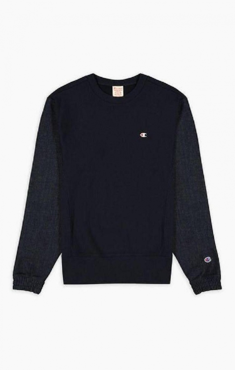 Champion Denim Reverse Weave Sweatshirt Tröjor Herr Mörkblå | 8427-HOLDP