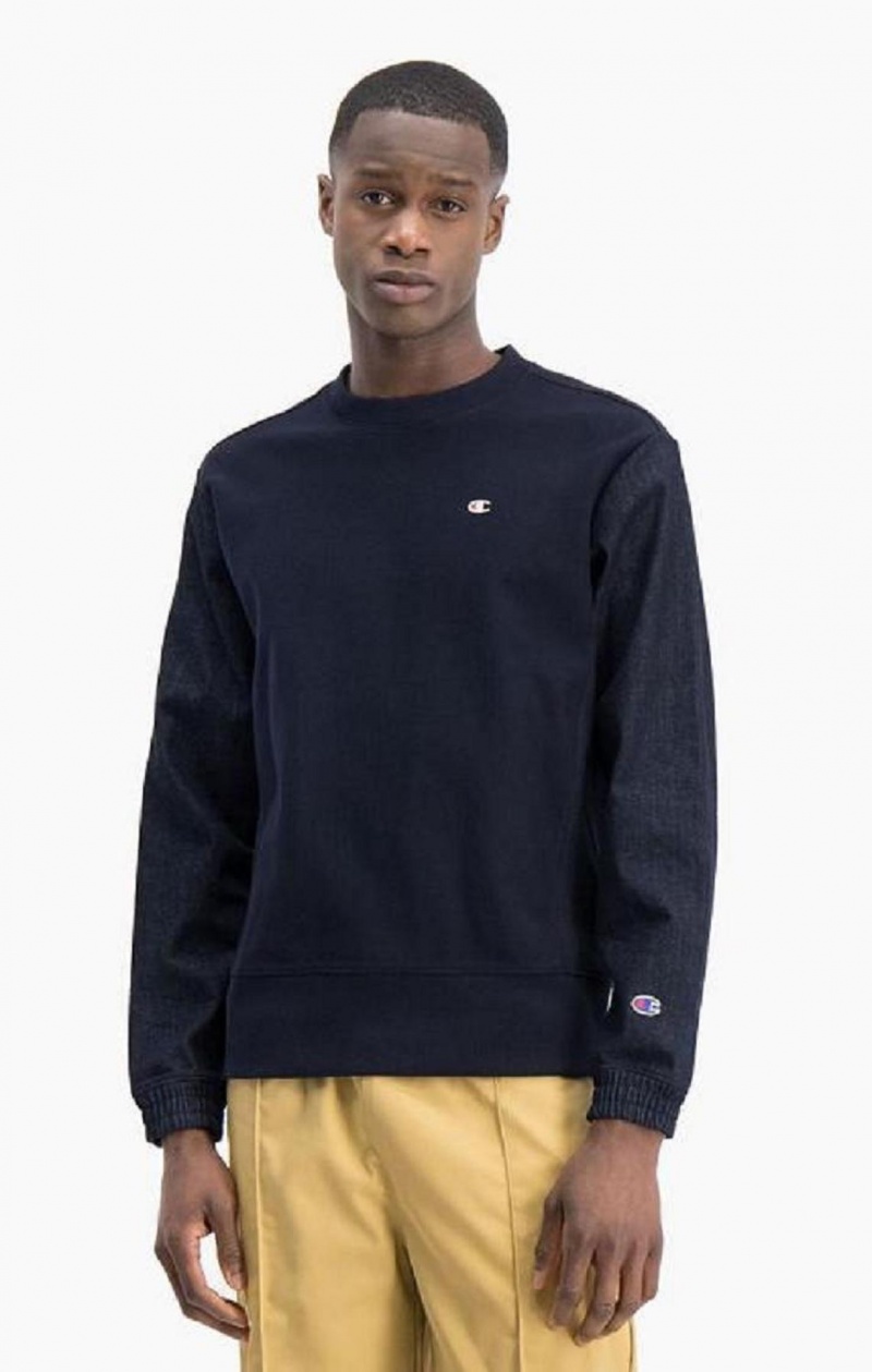 Champion Denim Reverse Weave Sweatshirt Tröjor Herr Mörkblå | 8427-HOLDP