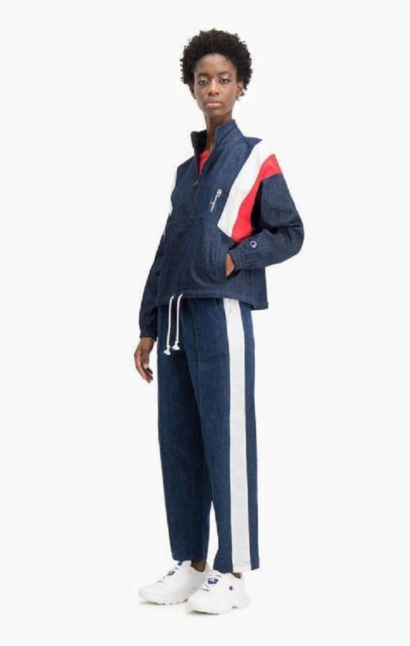 Champion Denim Stripe Track Jacket Jackor Dam Turkos Blå | 4217-YJHMT