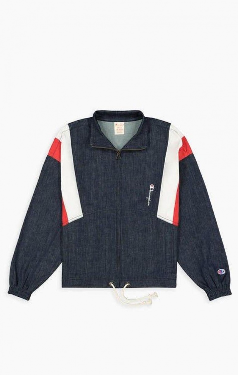 Champion Denim Stripe Track Jacket Jackor Dam Turkos Blå | 4217-YJHMT