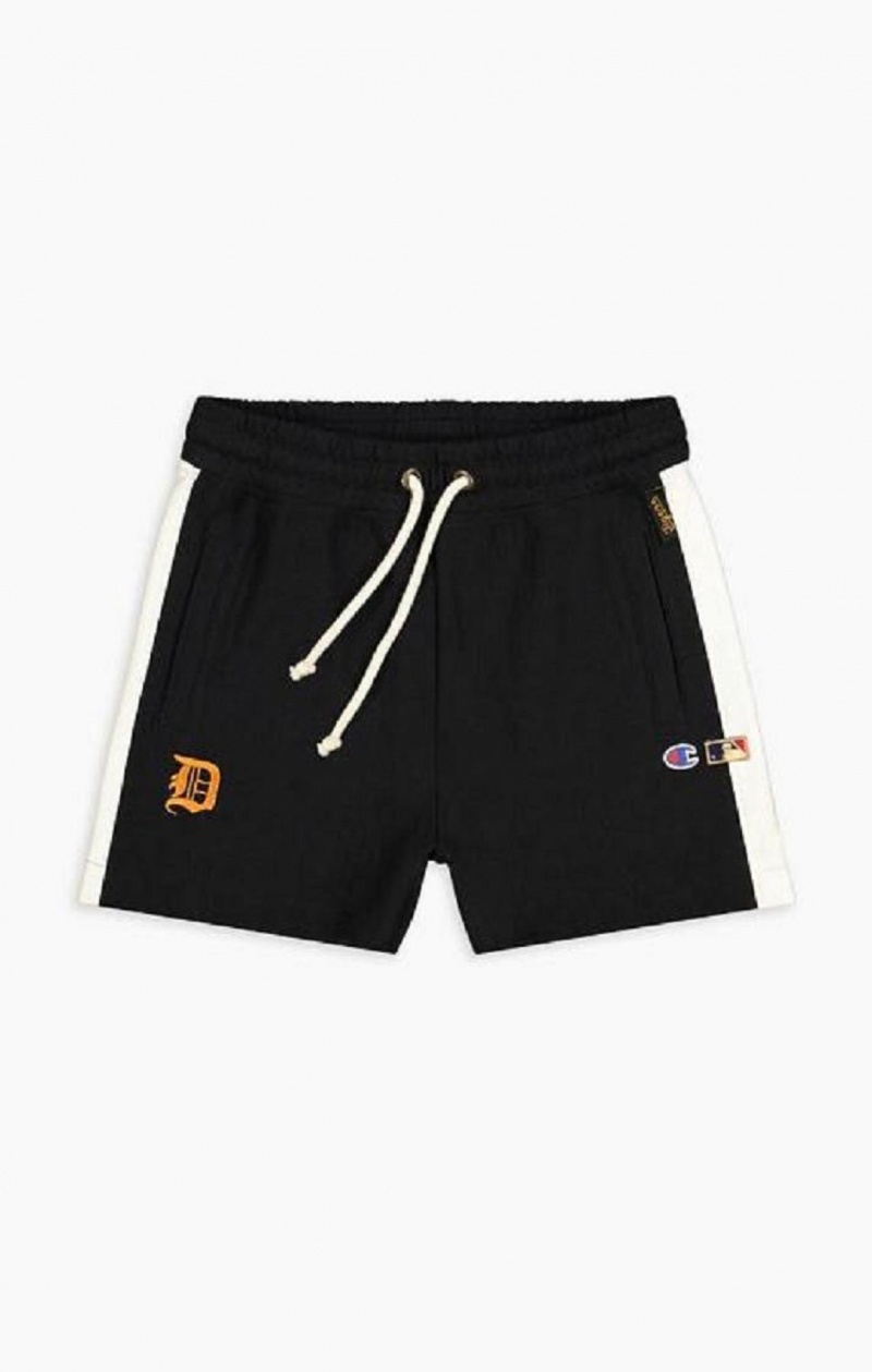 Champion Detroit MLB High Midja Reverse Weave Shorts Shorts Dam Svarta | 2401-ZJDAP