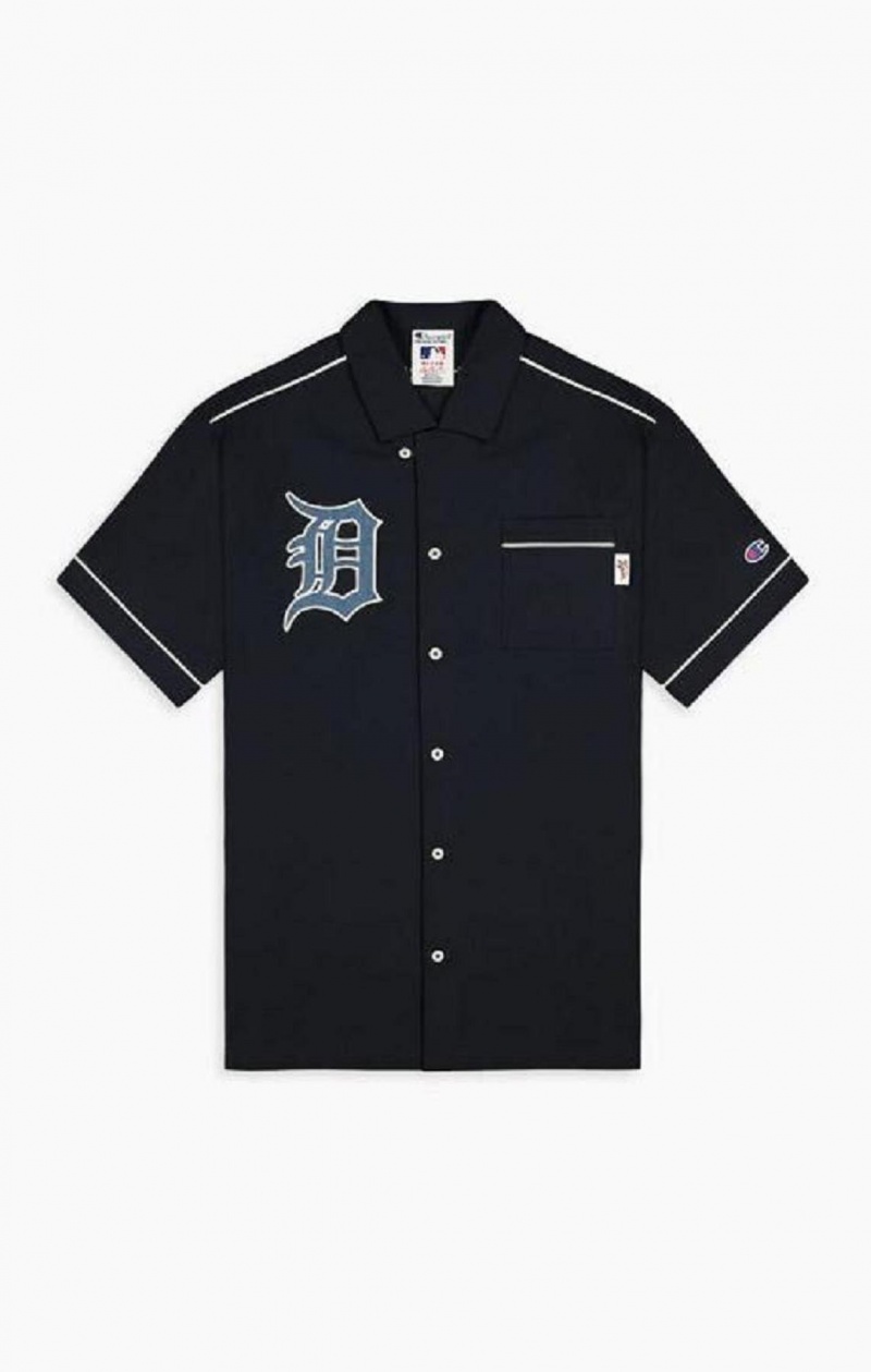 Champion Detroit MLB Korta Sleeved Shirt T-shirt Herr Svarta | 0951-IXCUY