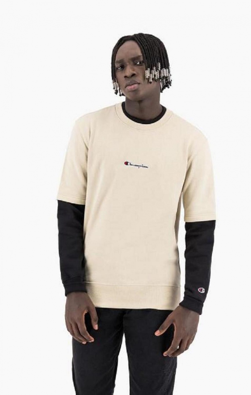 Champion Double Layer Crew Neck Sweatshirt Tröjor Herr Bruna | 6235-QDSTU