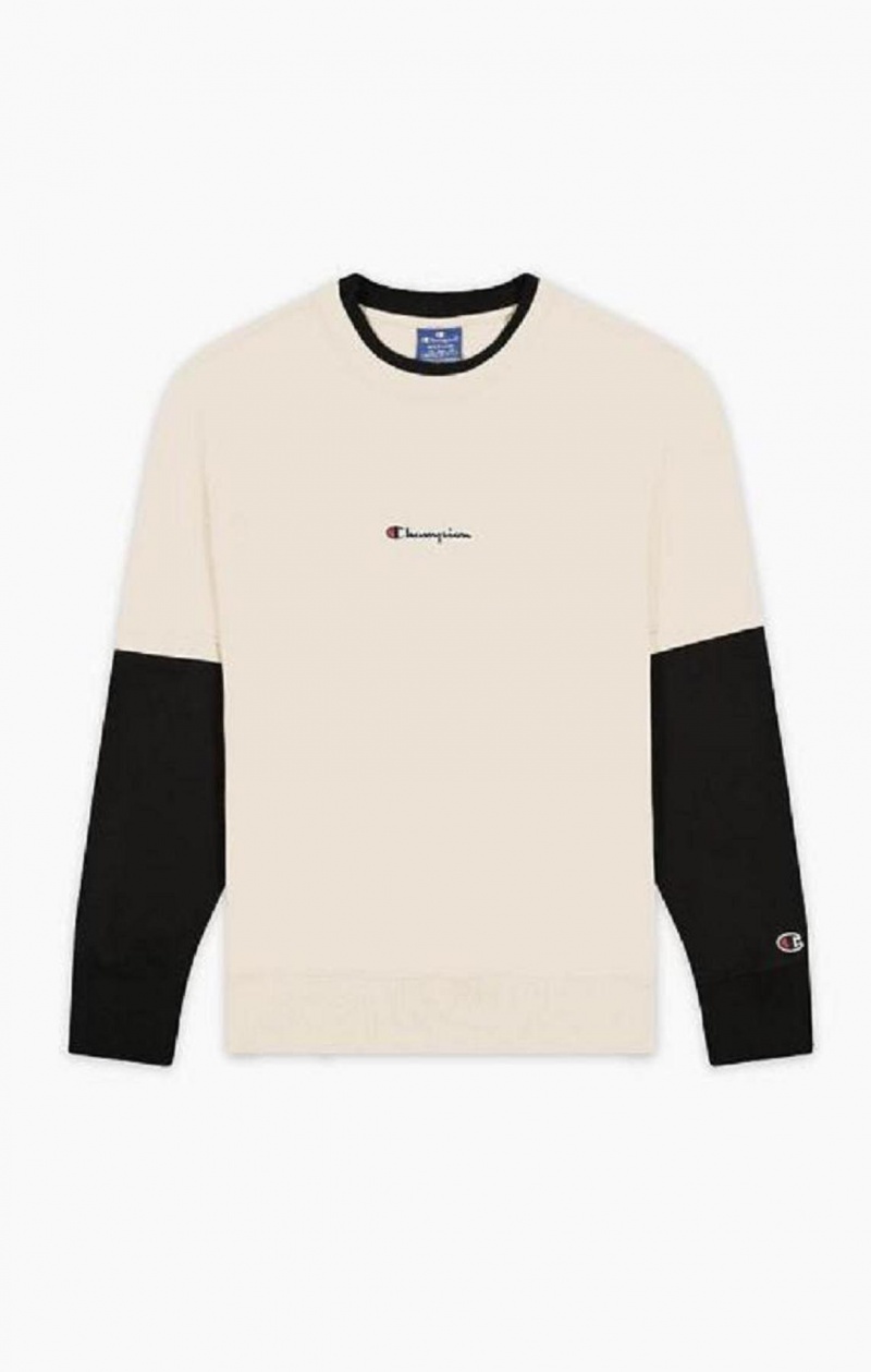 Champion Double Layer Crew Neck Sweatshirt Tröjor Herr Bruna | 6235-QDSTU