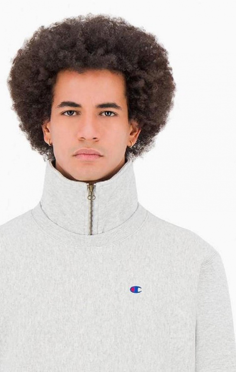 Champion Double Layer Reverse Weave Sweatshirt Tröjor Herr Ljusgrå | 9386-GZJKU