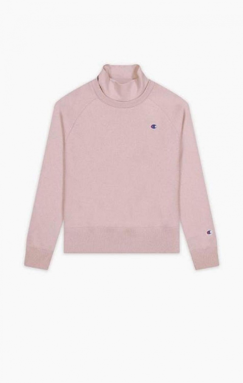 Champion Double Layer Reverse Weave Sweatshirt Tröjor Dam Rosa | 1835-YZGRD