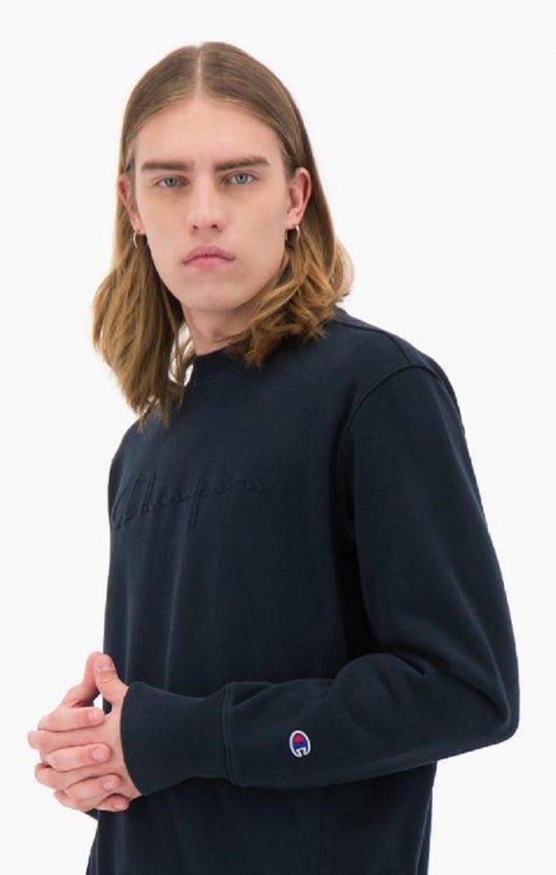 Champion Embossed Script Logo Reverse Weave Sweatshirt Tröjor Herr Mörkturkos | 5072-HZLBG