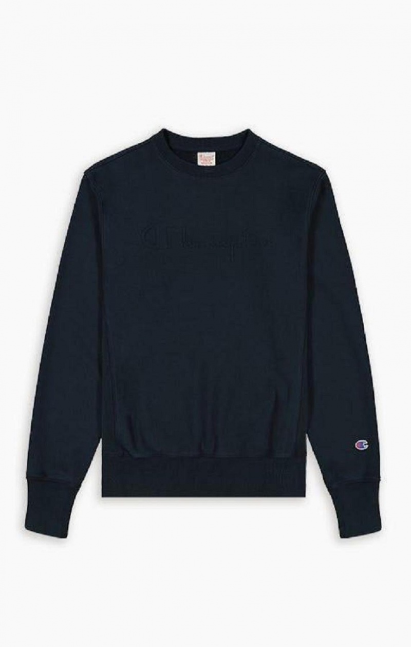 Champion Embossed Script Logo Reverse Weave Sweatshirt Tröjor Herr Mörkturkos | 5072-HZLBG