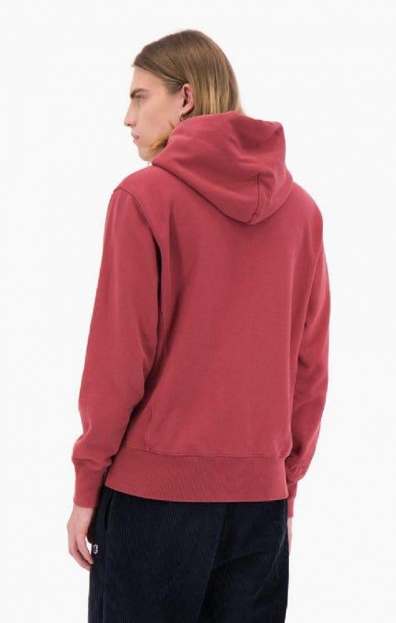 Champion Embossed Script Logo Reverse Weave Hoodie Hoodie Herr Röda | 6249-KTZLA