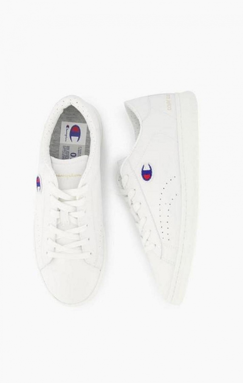 Champion Embroidered Logo Läder Trainers Träningsskor Dam Vita | 1085-USOZT