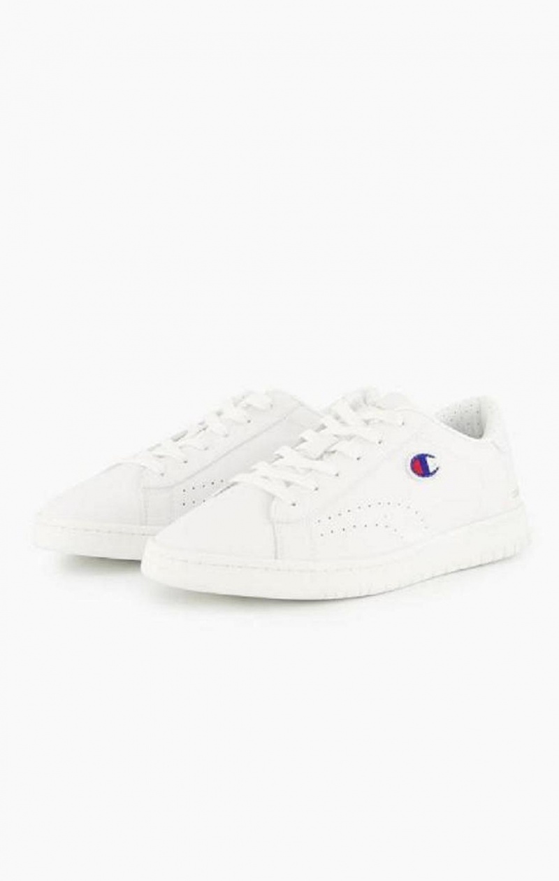 Champion Embroidered Logo Läder Trainers Träningsskor Dam Vita | 1085-USOZT