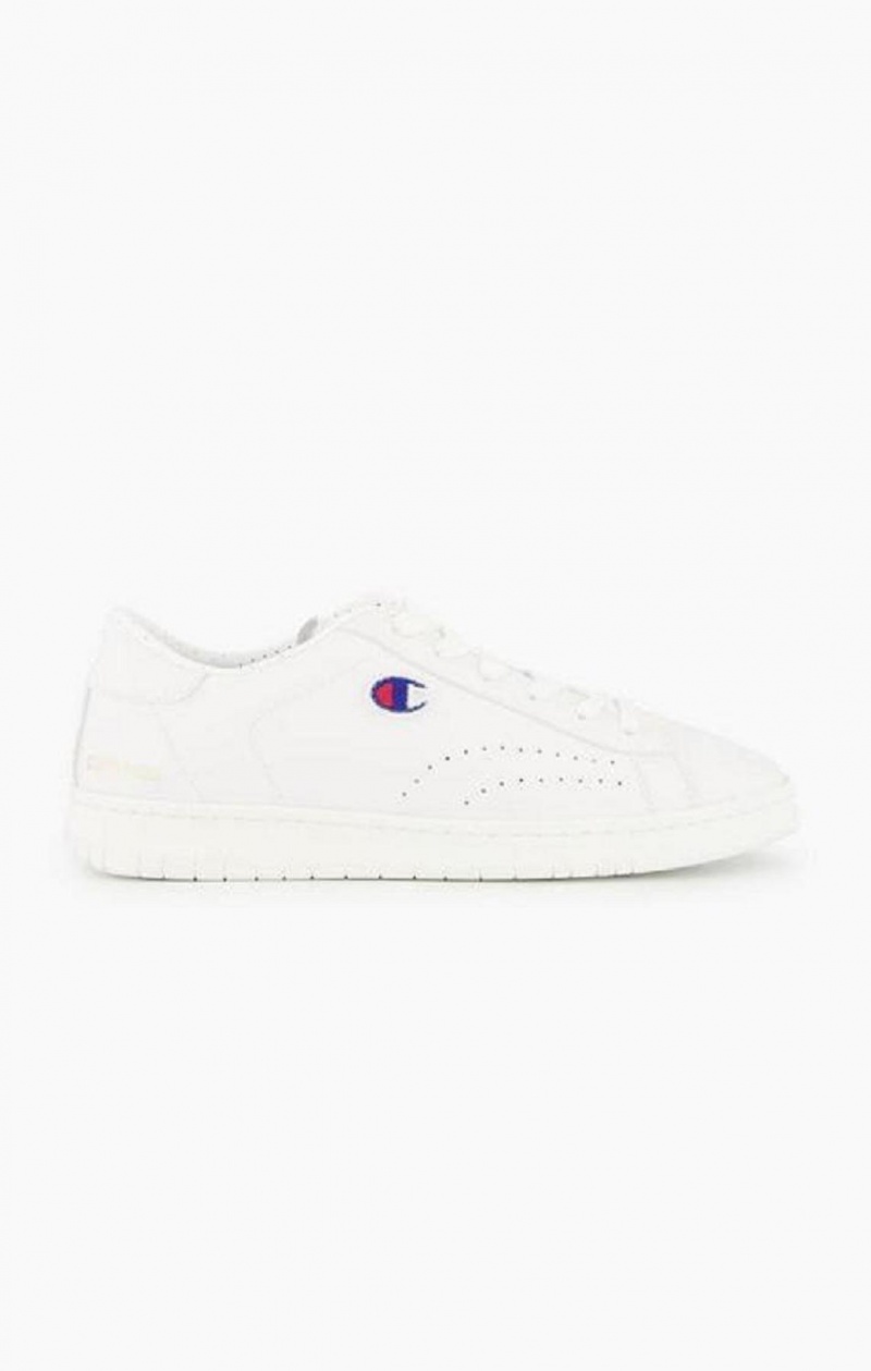 Champion Embroidered Logo Läder Trainers Träningsskor Dam Vita | 1085-USOZT