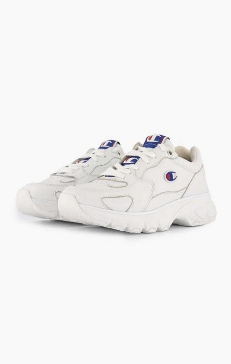 Champion Embroidered Logo Läder Trainers Träningsskor Dam Vita | 0234-BTGJR