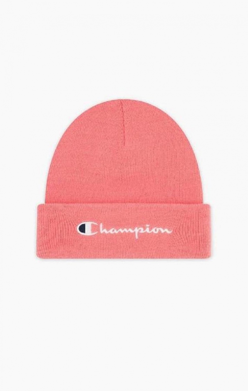 Champion Embroidered Script Logo Beanie Hat Hatt Dam Rosa | 9703-IUSFY